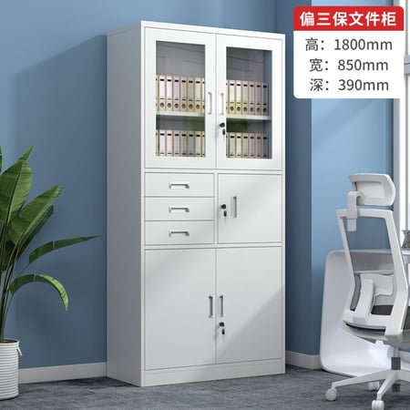 دولاب ملفات مكتبي حديد 4 ابواب و2 ادراج و ارفف داخلية مقاس 185×85×40 رصاصي W055GRAY