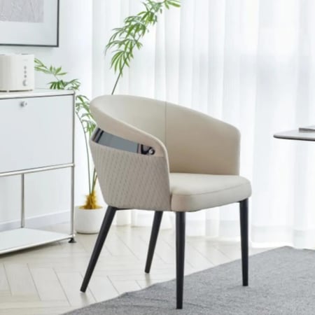 كرسي طعام جلد رصاصي مع قاعدة ارجل حديد رصاصي GWD1598LGRAY