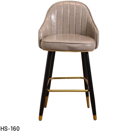 كرسي بار جلد بيج غامق وقاعدة ارجل حديد لون اسود HS-160BEIGE