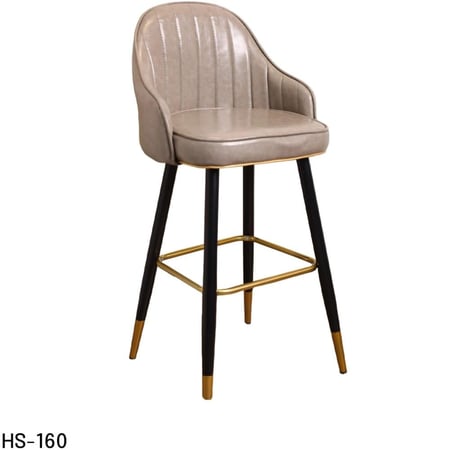 كرسي بار جلد بيج غامق وقاعدة ارجل حديد لون اسود HS-160BEIGE