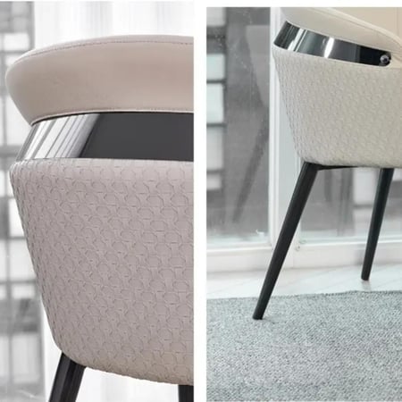 كرسي طعام جلد رصاصي مع قاعدة ارجل حديد رصاصي GWD1598LGRAY