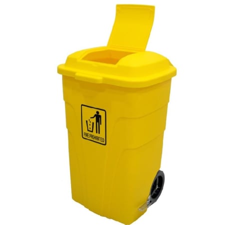 حاوية نفايات بلاستيك كبير بعربة ودعاسة جانبية اخضر 120 لتر GWD770Y