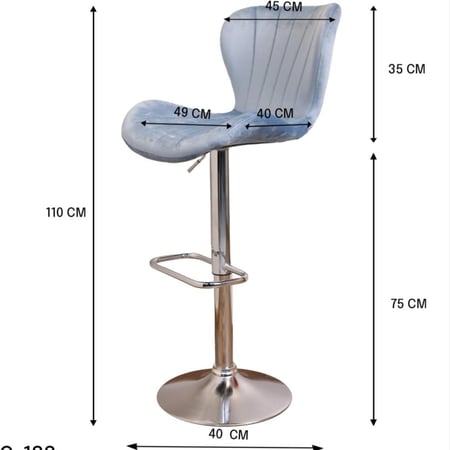 كرسي بار قماش مخملي ازرق فاتح HC-33LIGHTBLUE