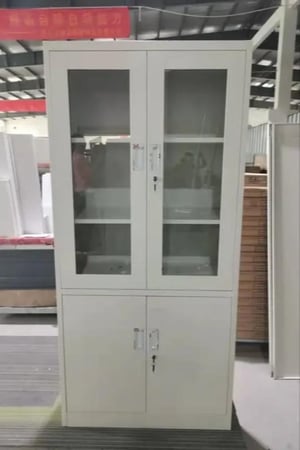 دولاب ملفات مكتبي حديد نصف زجاجي 4ابواب بيج  GT-3