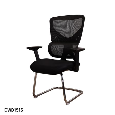 كرسي مكتبي ثابت بقماش مخرم لون اسود بدون مسند راس موديل رقم GWD1515B