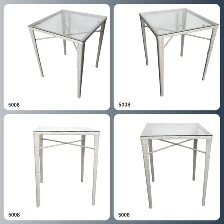طقم طاولة طعام بار خارجي سطح قزاز مربع مع 4 كراسي لون رصاصي  EG5008
