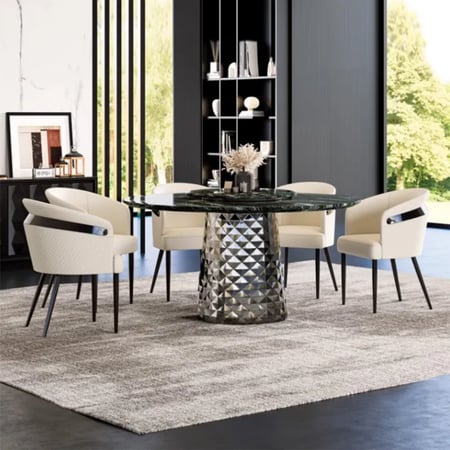 كرسي طعام جلد رصاصي مع قاعدة ارجل حديد رصاصي GWD1598LGRAY