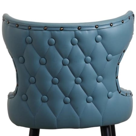 كرسي بار جلد ازرق وقاعدة ارجل حديد لون اسود HS-159CBLUE