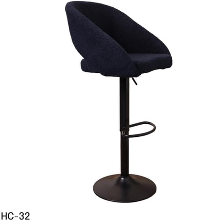 كرسي بار قماش ازرق غامق وقاعدة هيدروليك اسود HS-32