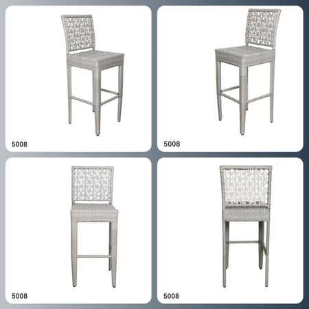 طقم طاولة طعام بار خارجي سطح قزاز مربع مع 4 كراسي لون رصاصي  EG5008