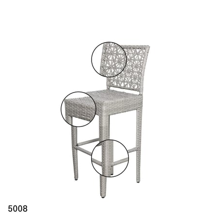 طقم طاولة طعام بار خارجي سطح قزاز مربع مع 4 كراسي لون رصاصي  EG5008