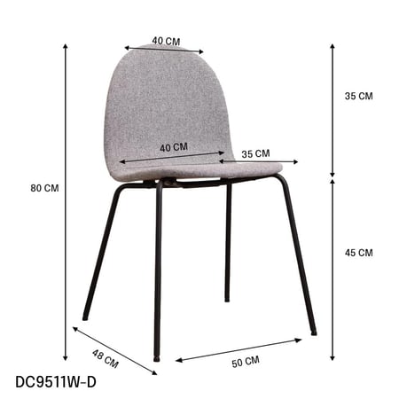 كرسي طعام وكافية حديد مع مقعد قماش رصاصي  DC9511-3-GRAY