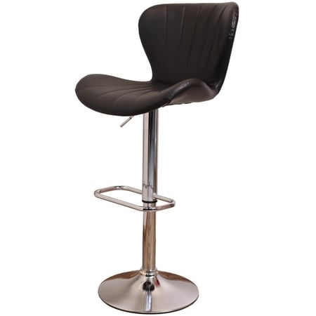 كرسي بار جلد اسود وقاعدة ستيل فضي HC-33BLACK