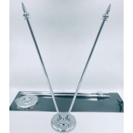 سارية مع علمين السعودية مكتبي صغير مزدوج فضي  HS233-LD426