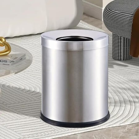 سلة مهملات دائري اسطواني فتحه ستيل فضي 10لتر GWD1537S