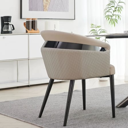 كرسي طعام جلد رصاصي مع قاعدة ارجل حديد رصاصي GWD1598LGRAY