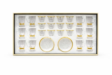 طقم كاسات شاي زجاج فاخر بلمسات ذهبية أنيقة