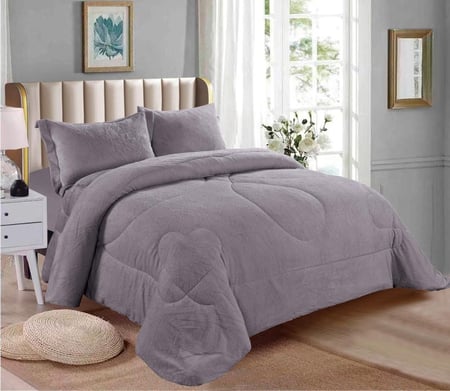 طقم مفارش سرير رمادي أنيق - 6 قطع