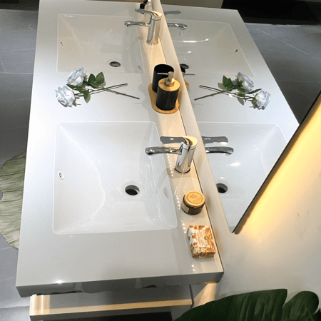 مغسله فخمه باضاءة ابيض وخشبي مقاس 150 3038-WB