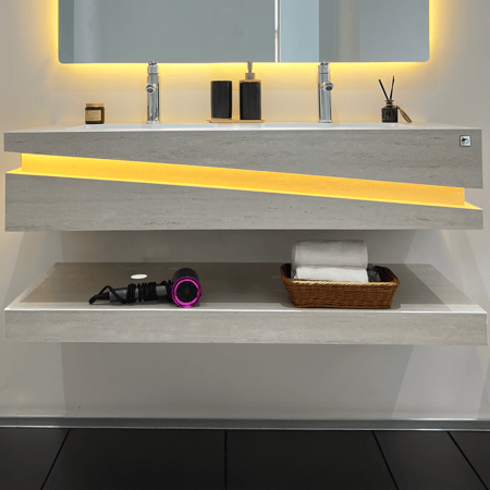 مغسلة 120سم حوضين رمادي مطفي