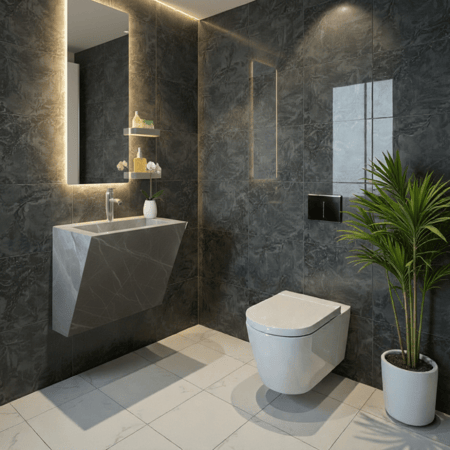 مغسلة حمام رخام صناعي رمادي 60سم