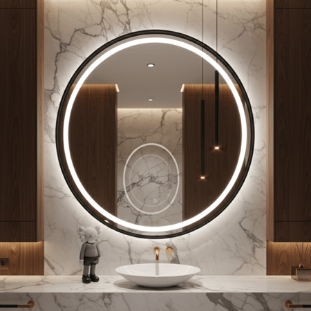 مرأة دائرية  مضيئة قياس 100 سم ع ليد 3