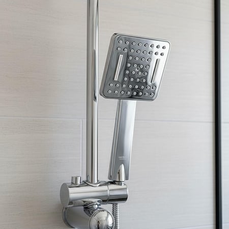 دش مسطرة لون كروم لمعة مع حامل صابون متحرك