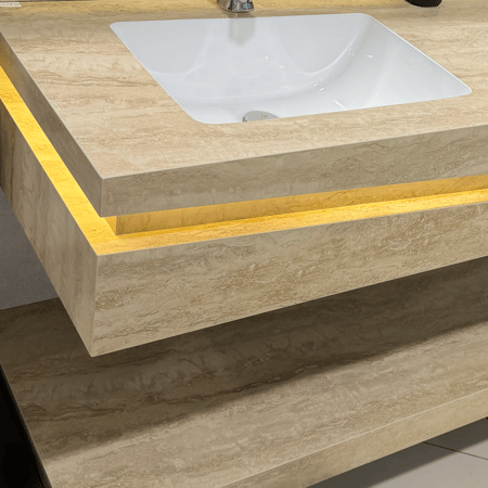 مغسله 150سم فاخرة حوضين بيج ترافنتينو