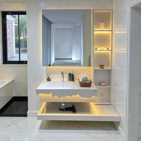 مغسله فخمه باضاءة لون ابيض مقاس 120سم  3040-W