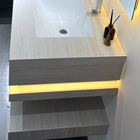 مغسله مجالس حوضين رمادي مطفي 150سم