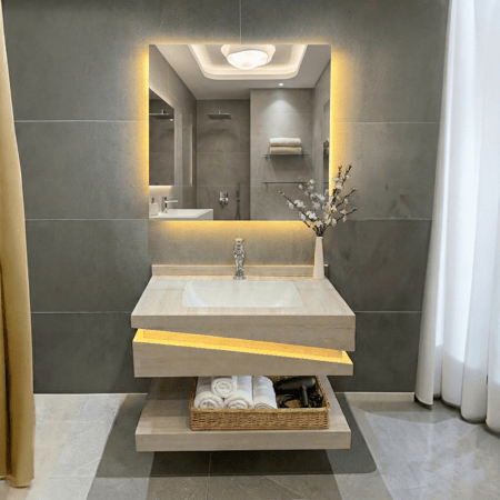 مغسلة حمام 80سم رمادي مطفي