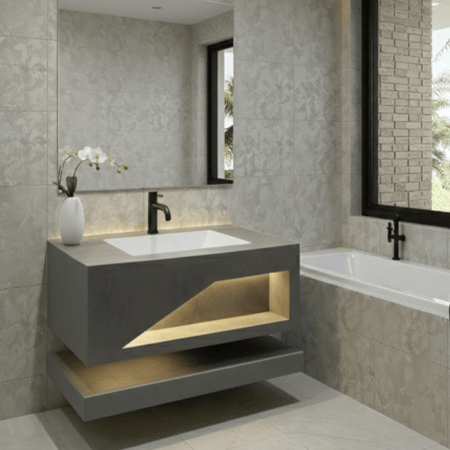 مغسله رخام صناعي رمادي مطفي 80 سم