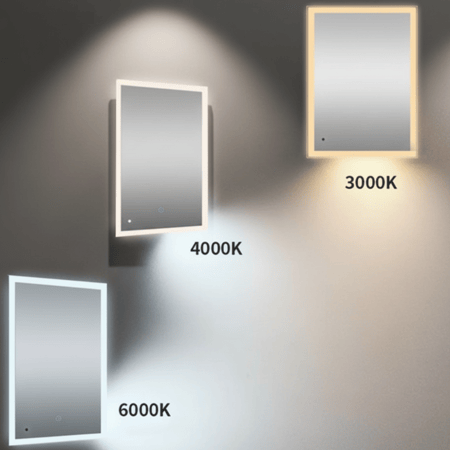 مرايا  حمام مضيئة  ثلاثة الوان قياس 60*80