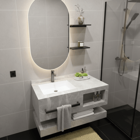 مغسلة ديكور رمادي بتعليقه مقاس 100سم