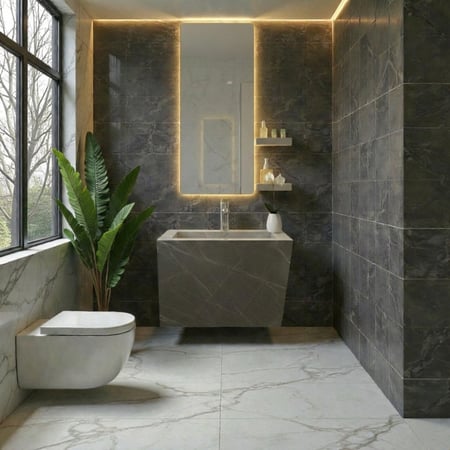 مغسلة حمام رخام صناعي رمادي 60سم