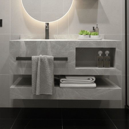 مغسلة ديكور رمادي بتعليقه مقاس 100سم