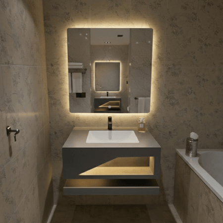 مغسله رخام صناعي رمادي مطفي 80 سم