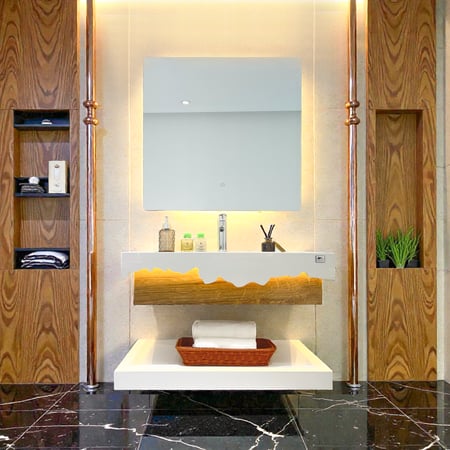 مغسله فخمه باضاءة ابيض وخشبي مقاس 80سم 3036-WB