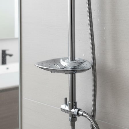 دش مسطرة لون كروم لمعة مع حامل صابون متحرك