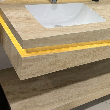 مغسلة 120سم بيج ترافنتينو حوضين