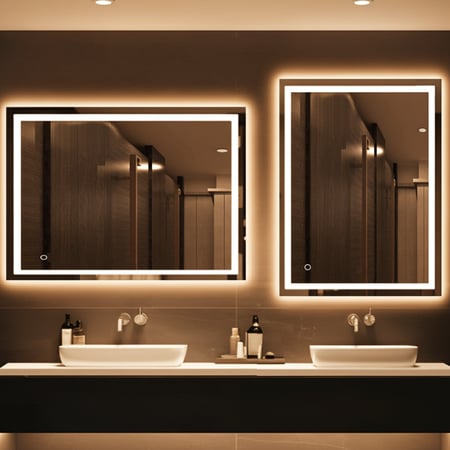 مرايا  حمام مضيئة ثلاثة الوان قياس 60*80