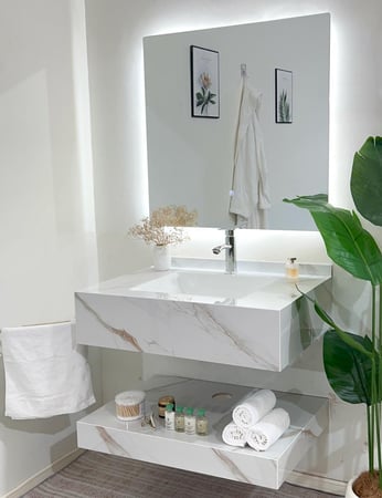 مغسلة سكري بورسلان 80 سم ديكور فخمة رخام صناعي