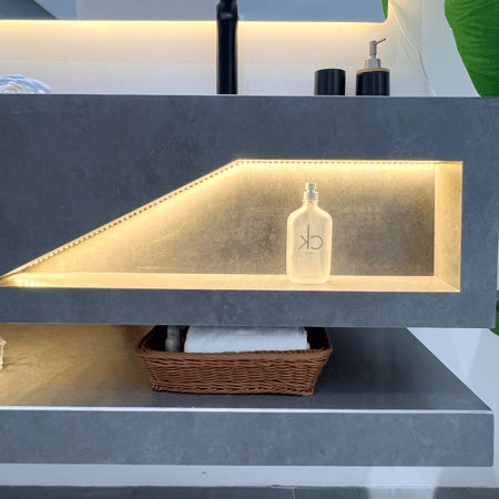 مغسله رخام صناعي رمادي مطفي 80 سم