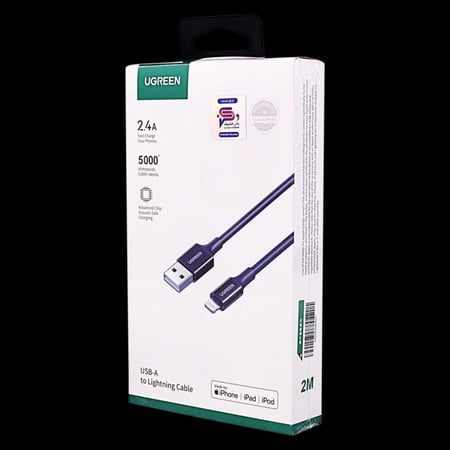 يوجرين سلك شاحن USB إلى آيفون بطول 2 م | أسود