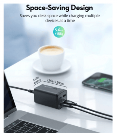 منصة شحن متعددة بقوة 65 واط ب 4 منافذ شحن