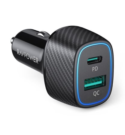 فيش سيارة منفذين USB + PD بقوة 60 واط - اسود - موديل VC009 ماركة RAVPOWER