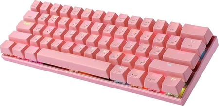 Gaming Keyboard CK62-pink wireless and wired red switches حروف عربية