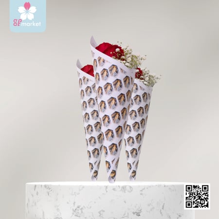 3 حبات ورد طبيعي مع ثيم المولد