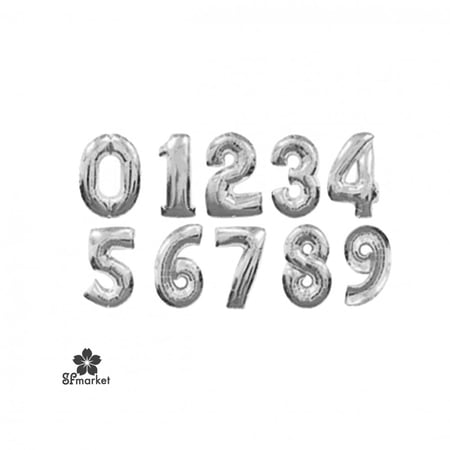 بلون مع النفخ بالهليوم الأرقام الانجليزية بلون الفضي للحبة الواحدة