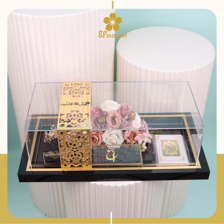 صندوق مهر اكرليك مزخرف ذهبي DB008